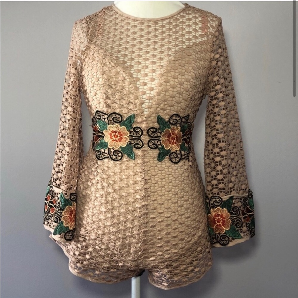 Indikah lacy mesh play suit